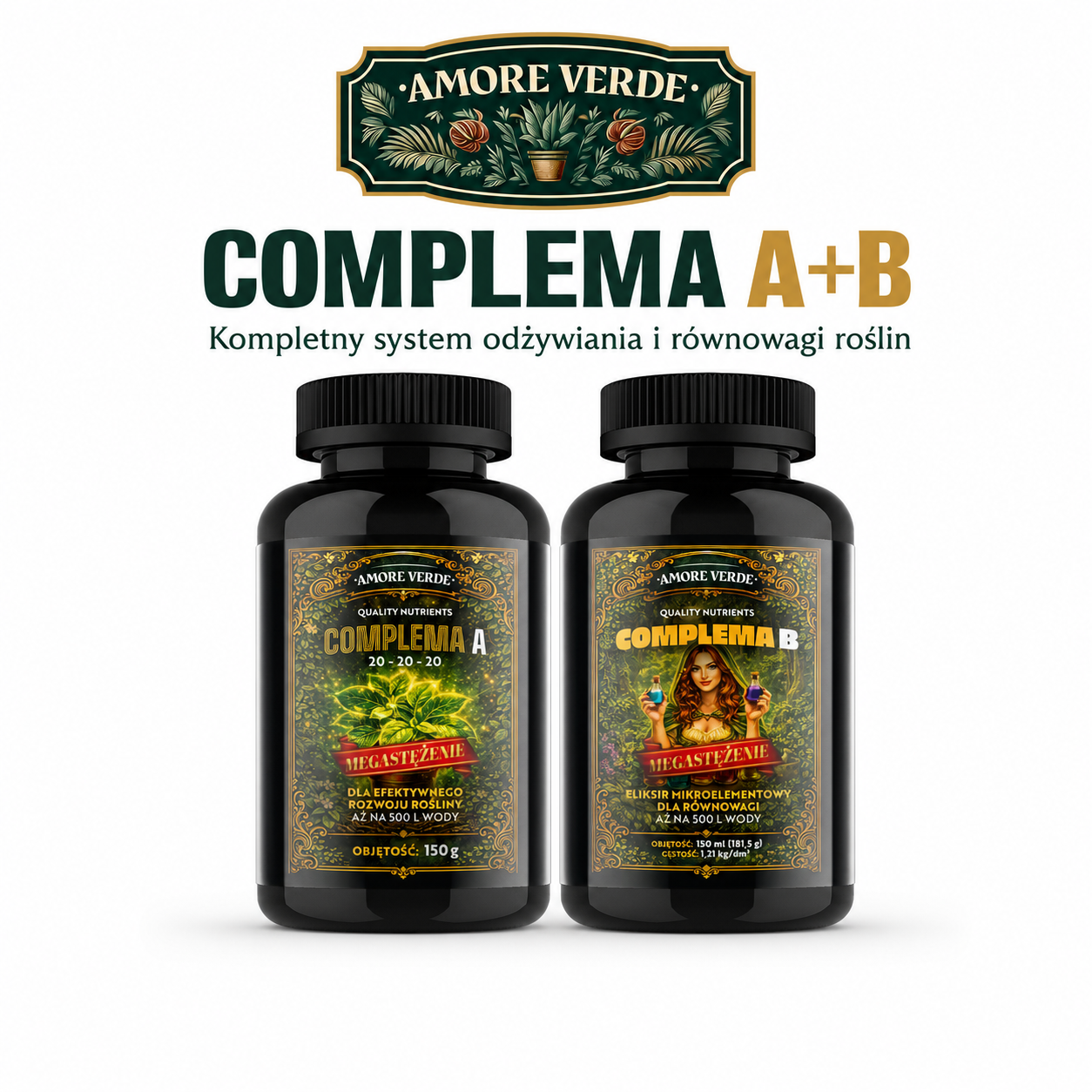zestaw COMPLEMA A+B – kompleksowe odżywianie roślin (150g+150ml)